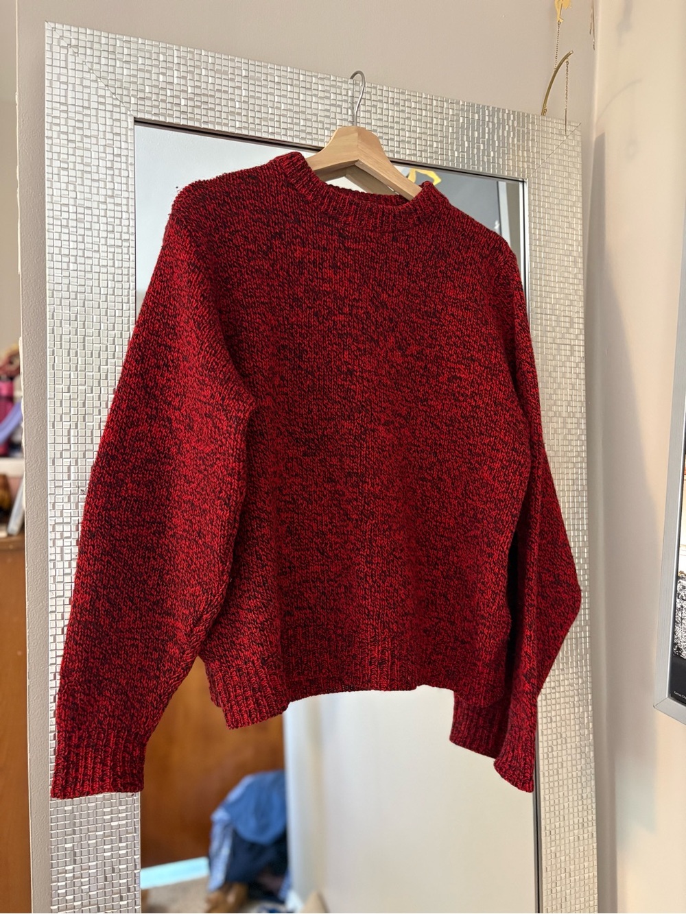 Lands End Red Cute Knit Sweater - Classic Crewneck